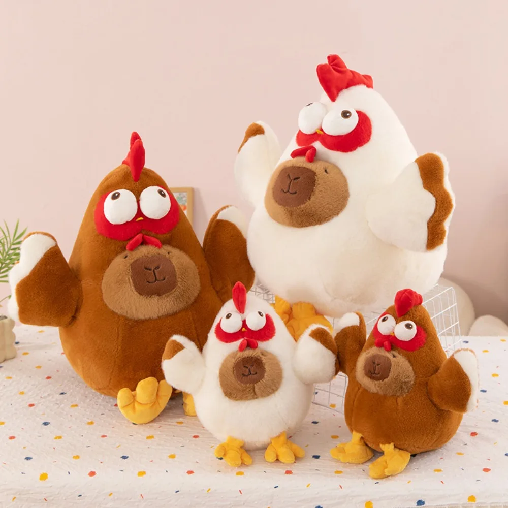 Kawaii Gallina Pollo Capibara Peluche Morbido e Soffice Pollo Capibara Bambola di Cotone Animale Capibara Marrone Bambola di Pezza Compleanno