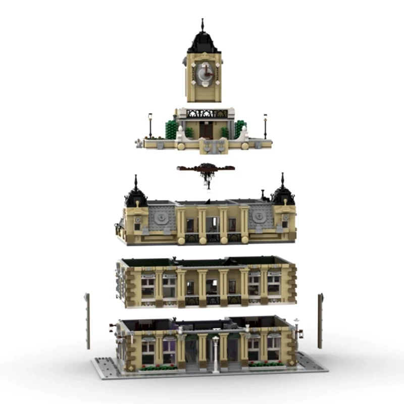 MOC-142275 The Courthouse Modular Building Blocks, Compatível 10278, Puzzle Educacional, Brinquedo DIY, Presentes de aniversário para crianças, Novo