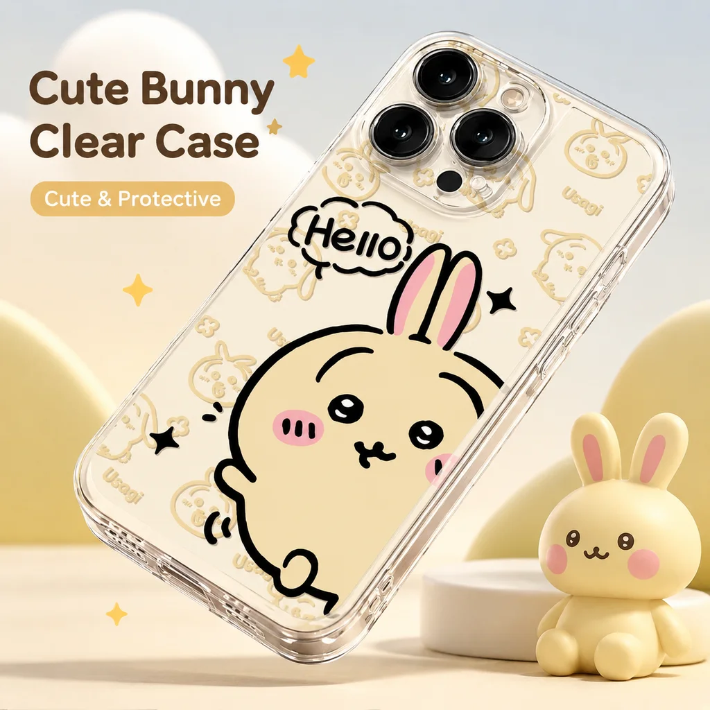 

Cute Cartoon Chiikawa Usagi Phone Protective Case Cover for Apple iPhone 16 15 Pro Max 14 13 New Soft Silicone Shockproof