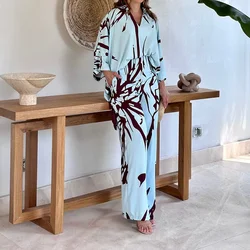 Oversize Women's Pajama Set Print Three Quarter Sleeve Ladies Sleepwear Summer Spring Loose 2 Pcs with Pant Home Cloth Female