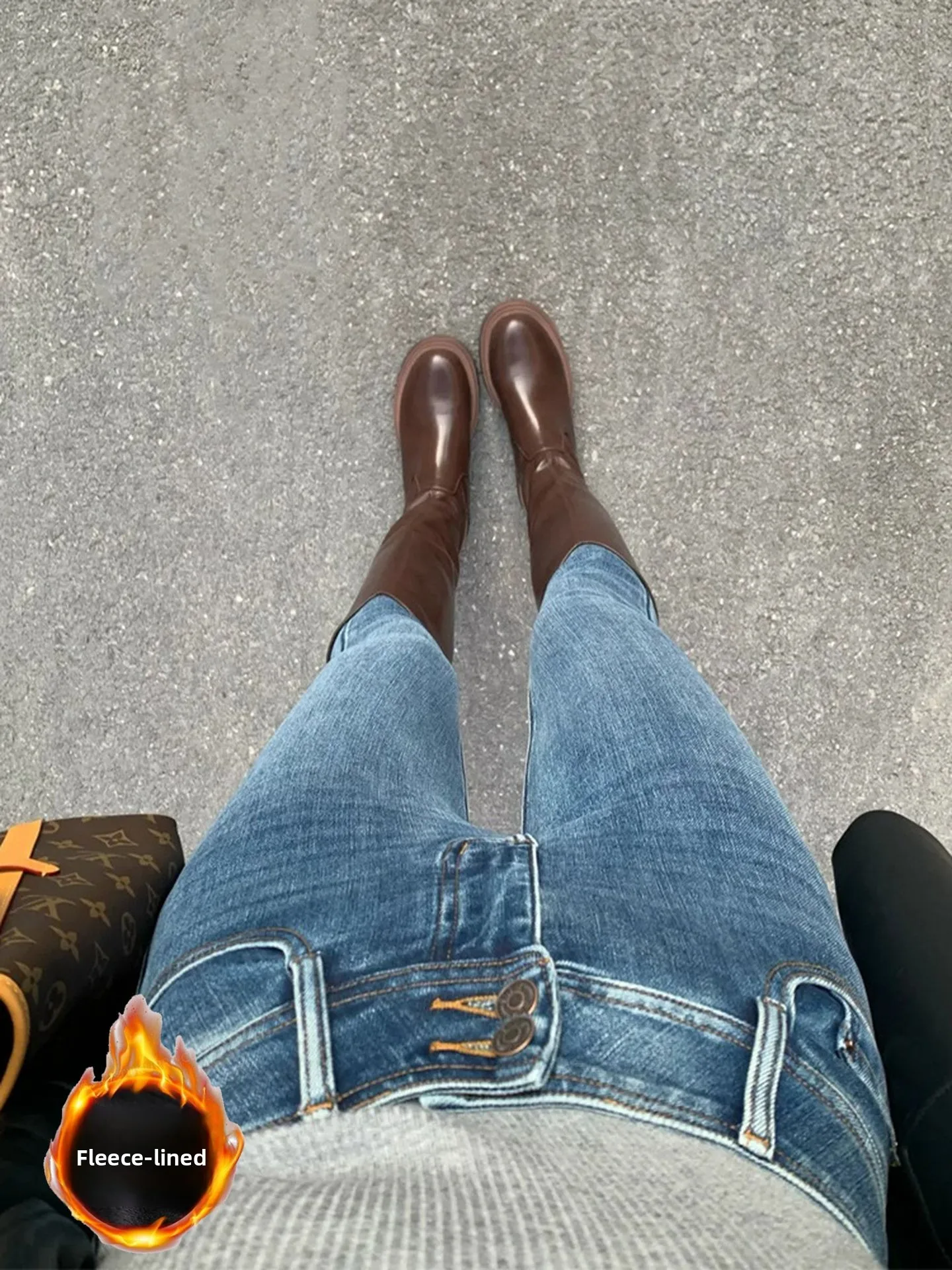 

Облегающие джинсы с девятью зубцами на подкладке Fce, женские осенне-зимние новые брюки-карандаш с низкой талией, синие джинсы