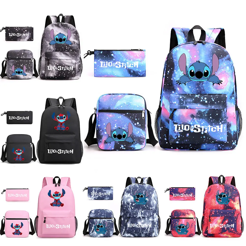 Stitch Galaxy Backpack Shoulder Bag Pencil Case Set Children Boys Girls Bookbag Student Schoolbag Teenager Satchel 16 Inch