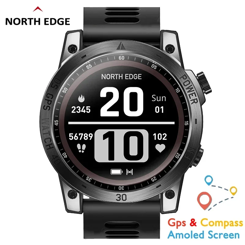 NORTH EDGE Cross Fit 3 GPS Watches Men Sport Watch 1.43 HD AMOLED Display 50M ATM Altimeter Barometer Compass Smartwatch for Men