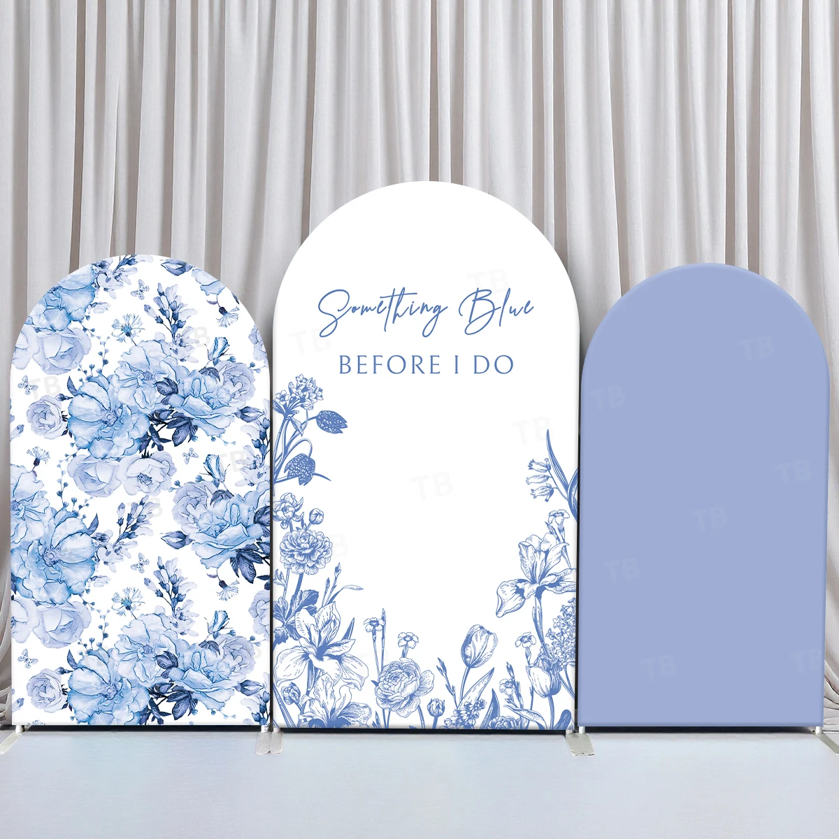 

TB Wedding Bridal Shower Arch Backdrop Cover Blue Flowers for Birthday Party Decor Photograph Background Props Elastic Fabric
