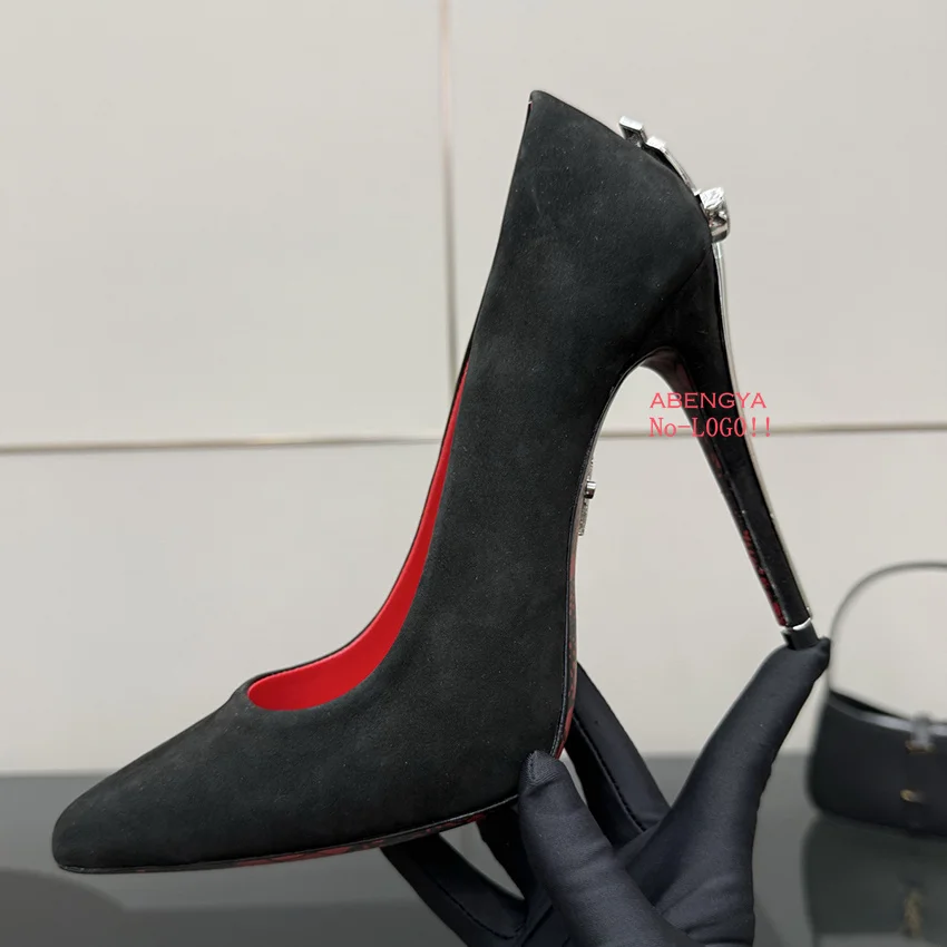 عرض ساخن لعام 2025 أحذية نسائية للحفلات الراقصة من الجلد الأسود أحذية نسائية بكعب عالي معدني أحذية خريف مثيرة للحفلات والولائم للنساء #4