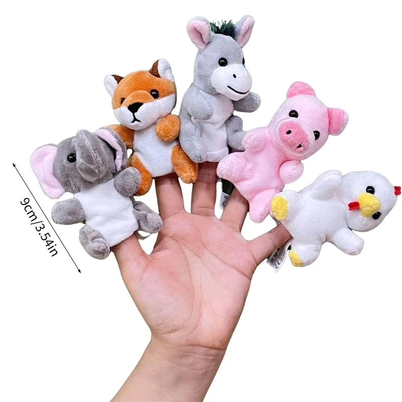 5PCS ตุ๊กตาหุ่นนิ้วการ์ตูนสัตว์หุ่นนิ้วมือสำหรับเด็กวัยหัดเดินกิจกรรมการเล่าเรื่องและการเดินทางสนุกหมั้น 15UB