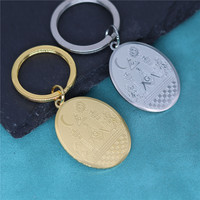 Nedar Freemason Demon Eye Keyring Pendant Stainless Steel Keychain Meaning Never Lose Faith Believe Your Self Key Chain Jewelry