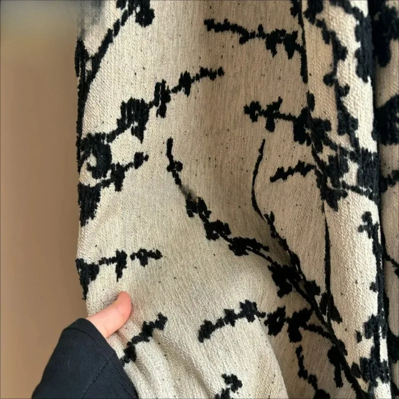 Black Three-dimensional Snow Willow Jacquard Chenille Thickened Curtains for Living Room Bedroom Shading French Window Curtains