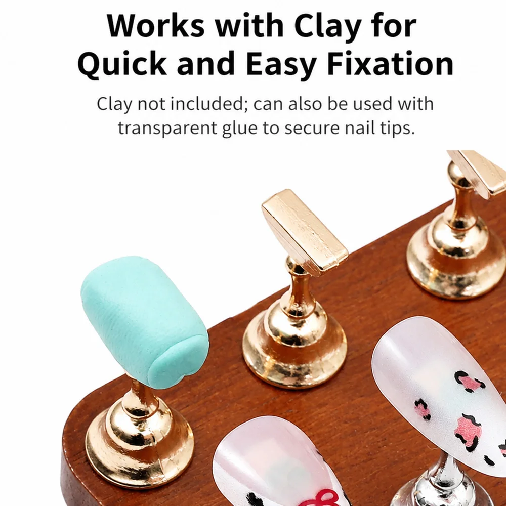 Magnetic Nail Practice Holder Wooden Nails Display Stand for Painting Nails Nail Stand DIY Manicure Home Salon Art Training Tool