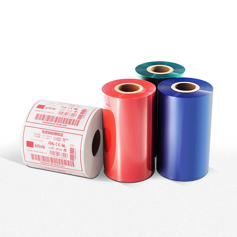 Color Barcode Printing Thermal Transfer Wax Based Ribbon Red Blue Green Ribbons Copper Plate Adhesive Label Printing Carbon Tape