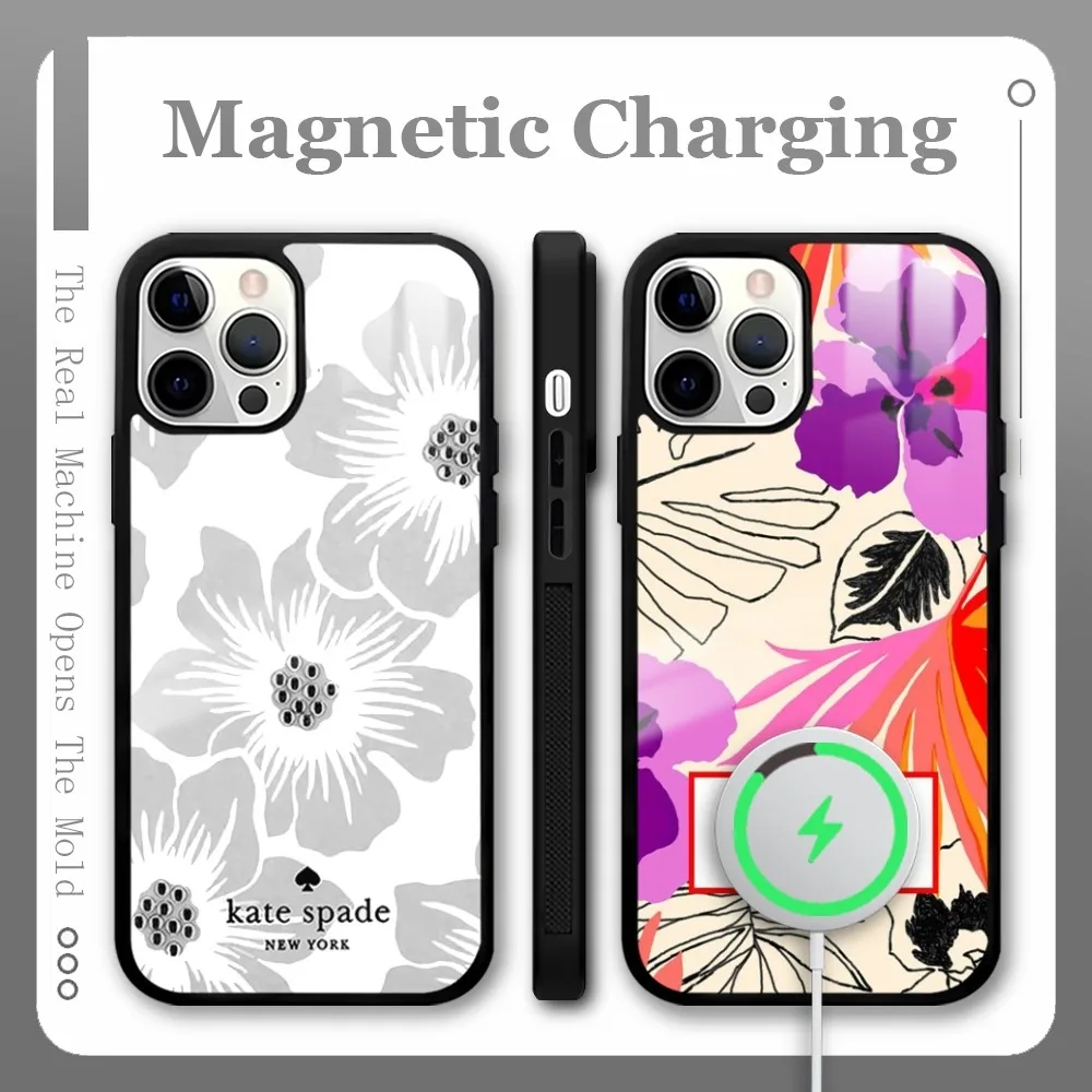 K-Kate-SpadeS Fashion Phone Case For iPhone 16 15 14 13 12 11 Pro Max Plus Mini Magnetic Magsafe Wireless Charging Cover