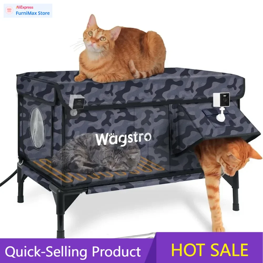 

Акция ограниченного действия: Утепленный уличный домик для кошек с умной камерой, водонепроницаемое утепленное убежище для бездомых кошек, дверца для выхода, камуфляж.