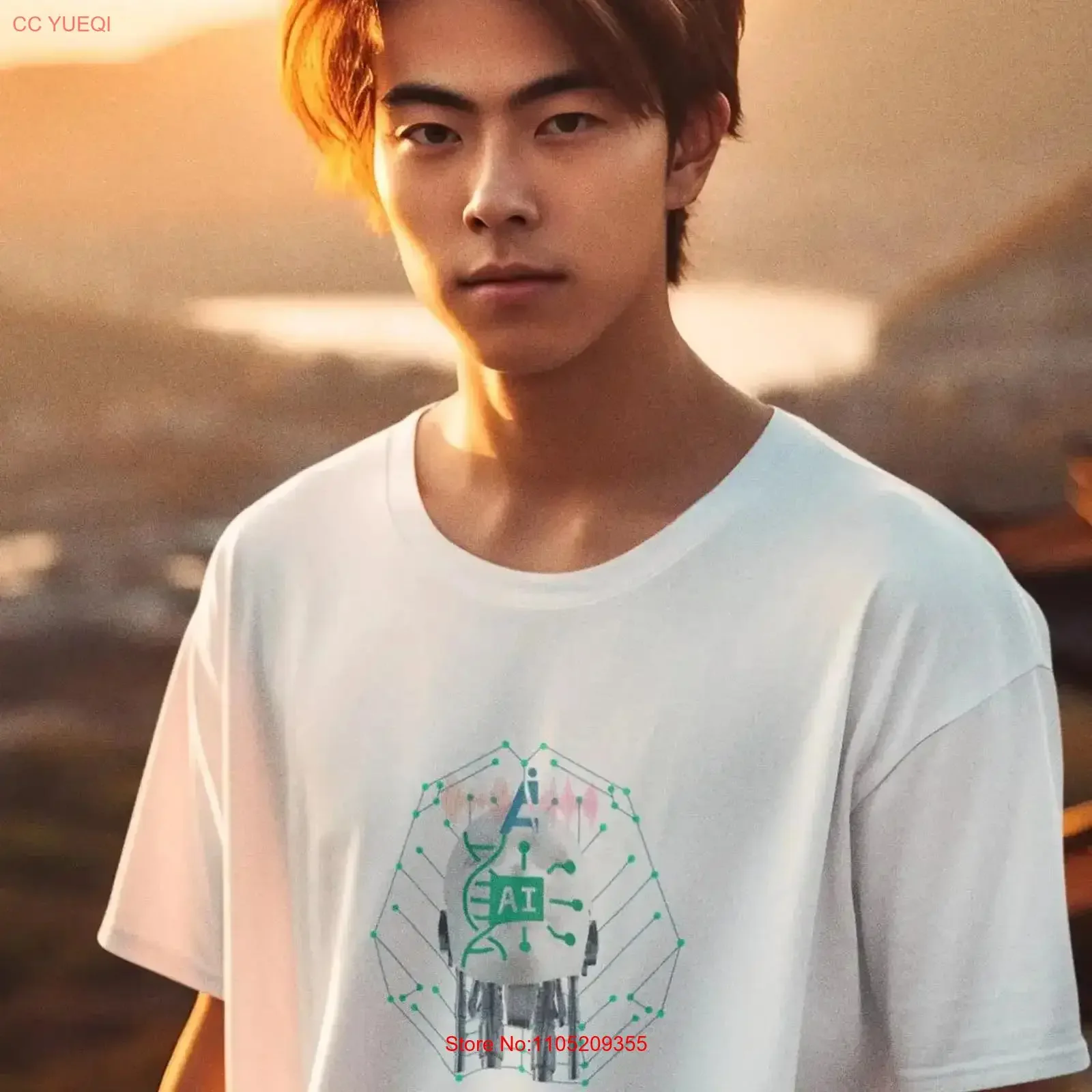 

Футболка с искусственным интеллектом и искусственным интеллектом, техническая винтажная стираная дышащая уличная одежда с рисунком, дизайнерская одежда, повседневная одежда