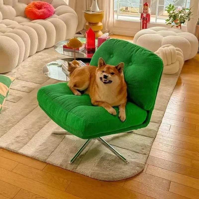 

Luxury Single Sofa Chairs Green Corduroy Fabric Home Furniture Living Room Desk Backrest Chair Bedroom Makeup Stool Customized