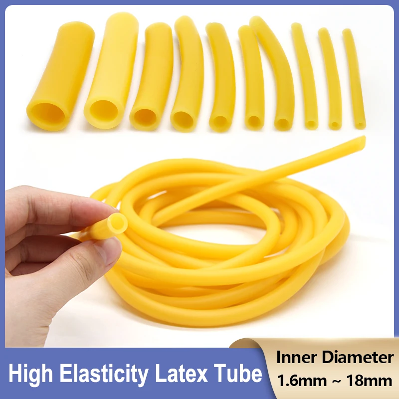 Nature Latex Rubber Hoses 1.6/2/4/6/8/10/12/14/18mm High Elasticity Band Slingshot Catapult Tube Rubber Hose Tension Belt Yellow