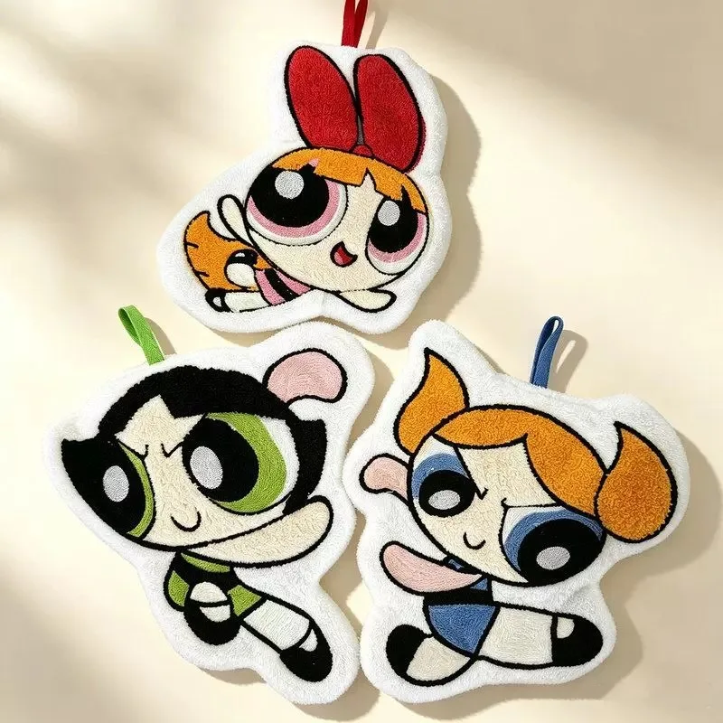 toalha-de-mao-quente-de-anime-the-powerpuff-girls-personagem-kawaii-de-desenho-animado-toalha-de-mao-espessa-e-de-secagem-rapida