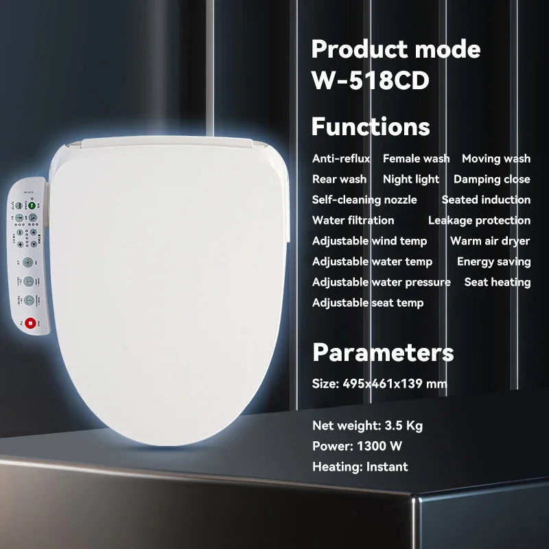 Washroom ABS Intelligent Toilet Lid Cheap Price Multiple Functions Bathroom Automatic Cover Smart Toilet Seat Cover