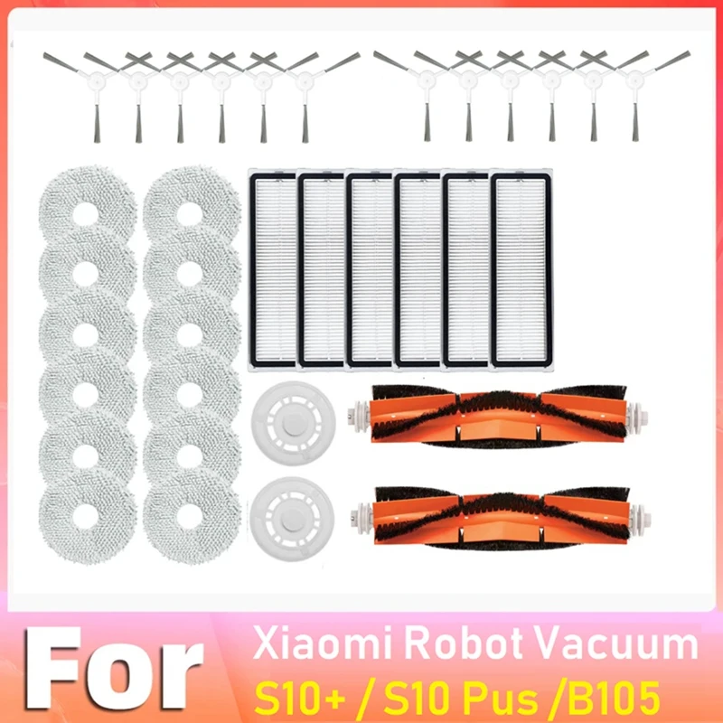 

38PCS Replacemnet Parts For Xiaomi Robot Vacuum S10+ / S10 Plus /B105 Robot Vacuum Main Side Brush Hepa Filter Mop Cloth