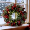 40cm Christmas Wreath with Red Berries - Artificial Eucalyptus Leaf Door Hanger, - Indoor and Outdoor Holiday Decor 1