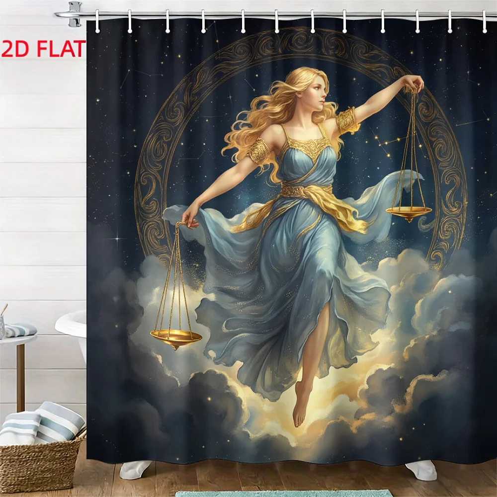 Elegant Cosmic Goddess Shower Curtain Bathroom Decor Fantasy Celestial Art Stars Constellation Luxury Home Tapestry Print
