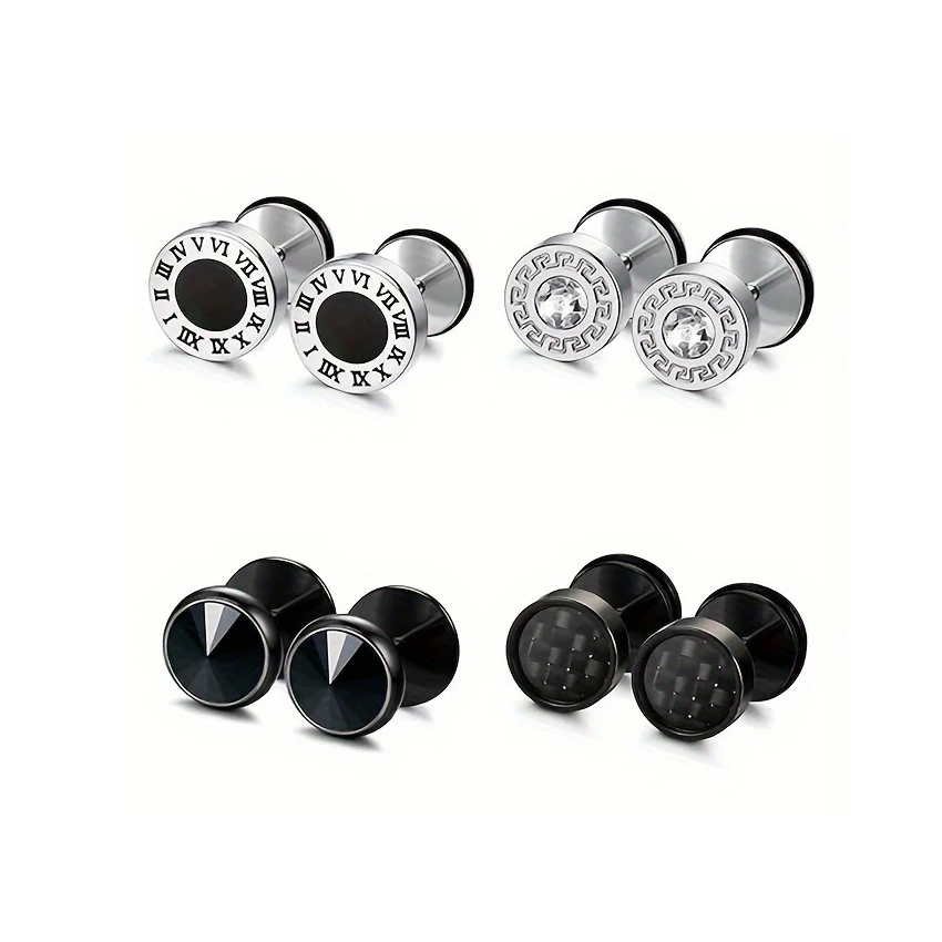 Men's Hypoallergenic Zirconia Stud Earrings, Gift Set