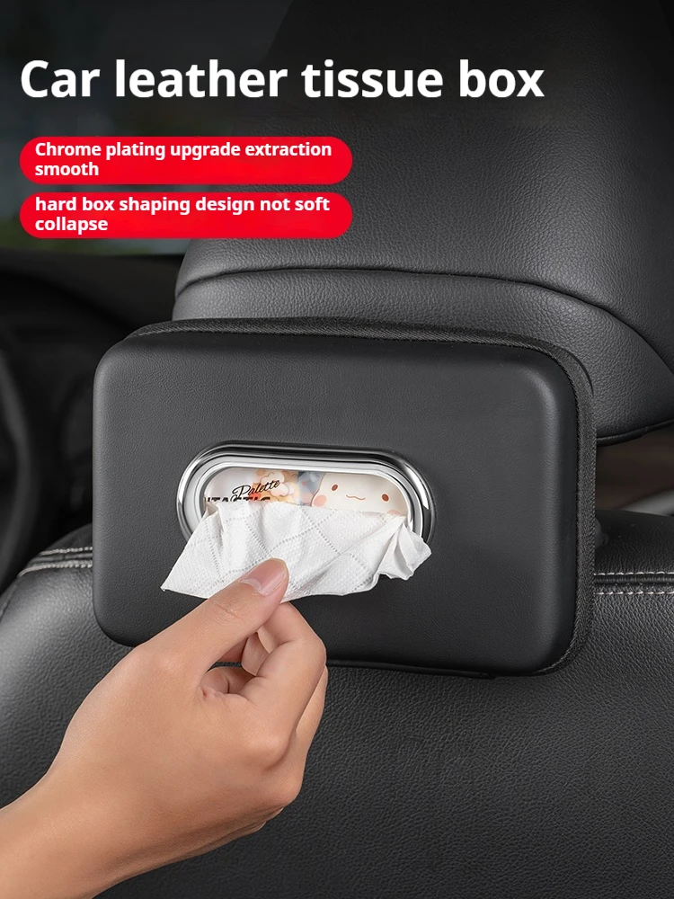 Car Tissue Box Cover Leather Universal Center Console Armrest Paper Towel Storage Bag Auto Seat Back Hanging Tissue Organizer