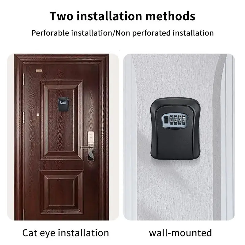 Wall Mounted Key Storage Lock Box 4-Digit Combination Lock Anti-Pry Large Capacity for Home Garage School Outdoor Use