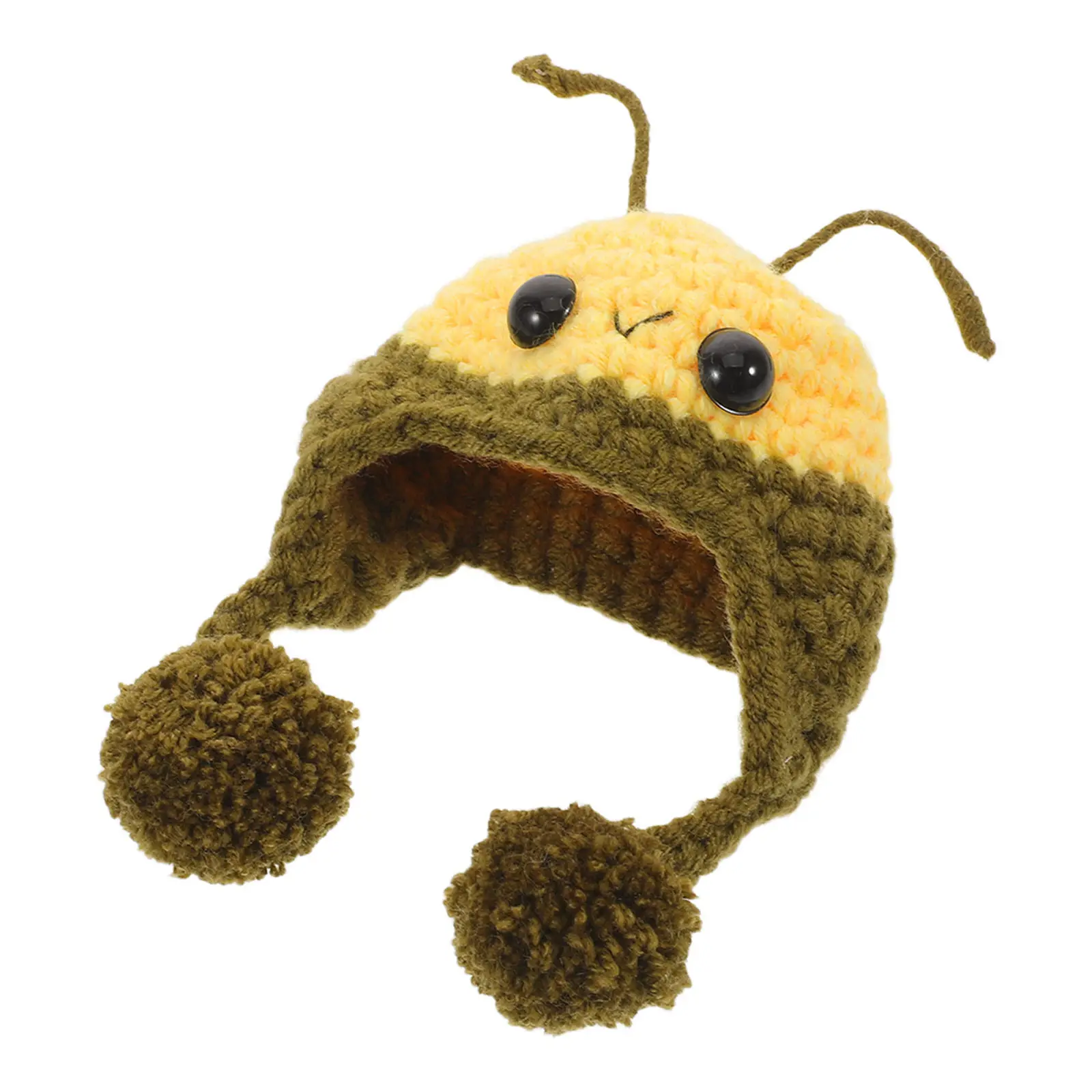 Mini Bee Style Knitted Hats for Animal Accessories Tiny Handmade Beanie for Crafts Photo Props Dollhouse Decoration