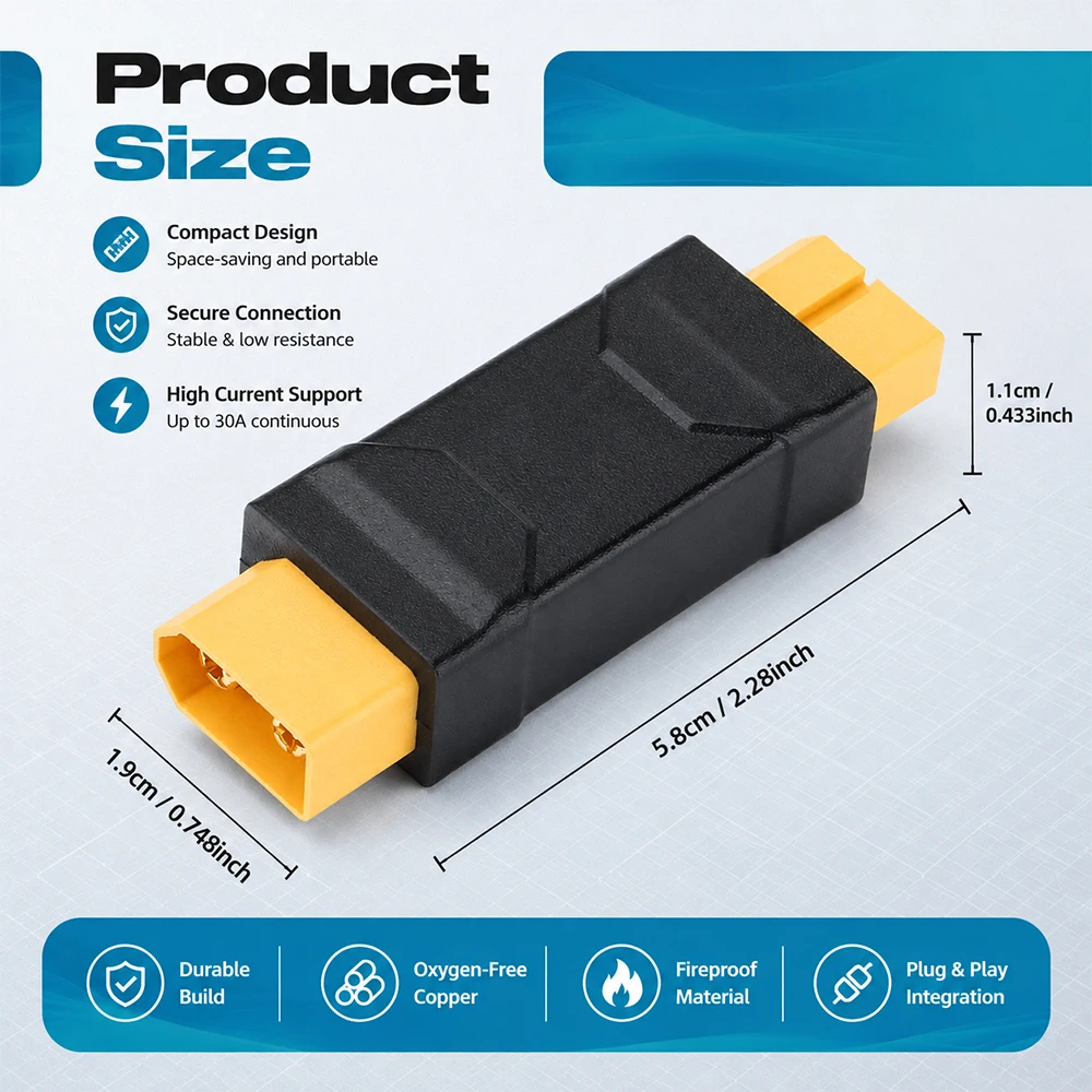 XT60 Male/Female to XT60 Plug Female/Male Adapter Converter Connector For RC Toys Radio-Controlled Car Remote Control Aircraft view 2