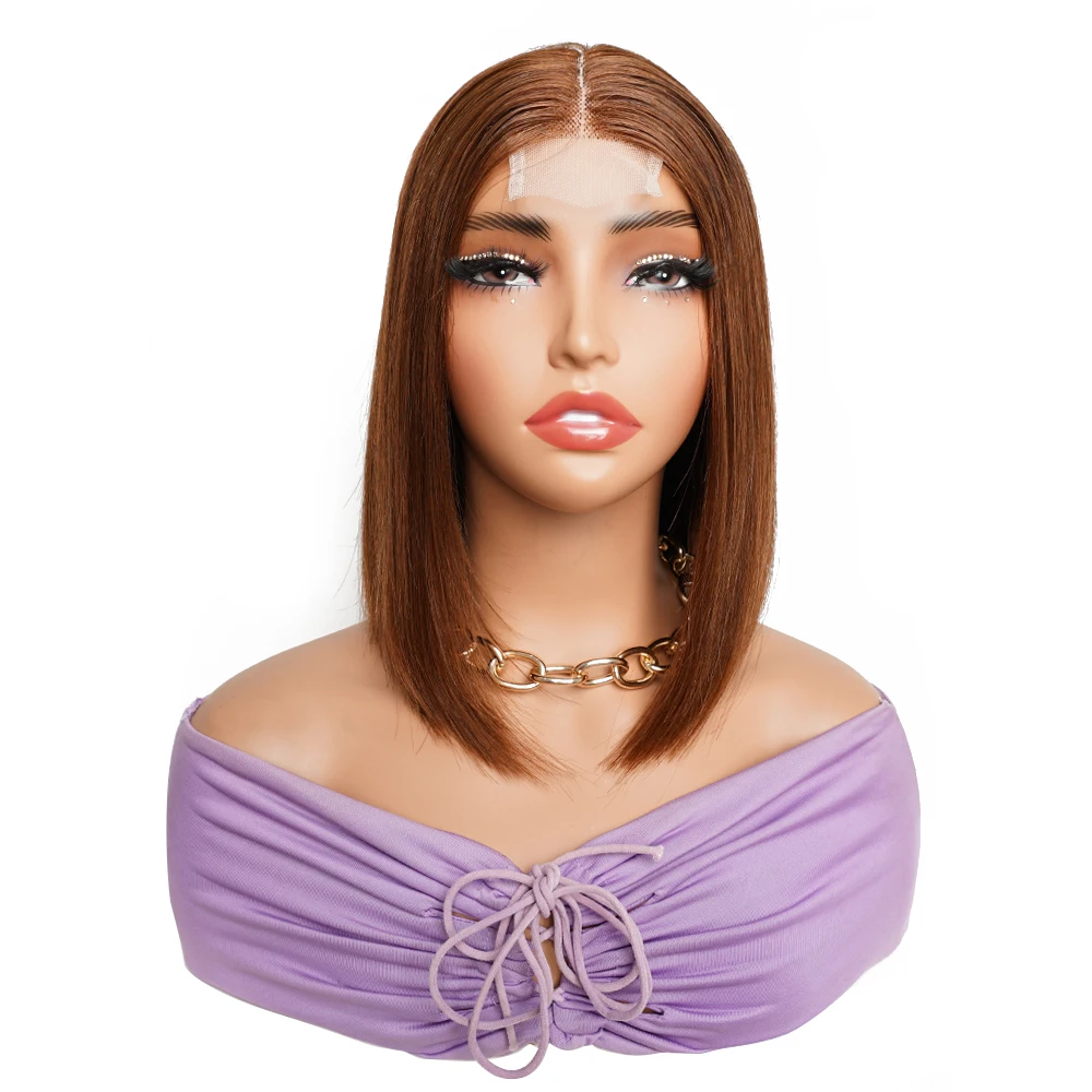 

2*6 Middle Part Lace Frontal Wig Short Bob Wigs Chocolate brown and various colors bone straight glueless wigs 220 Density