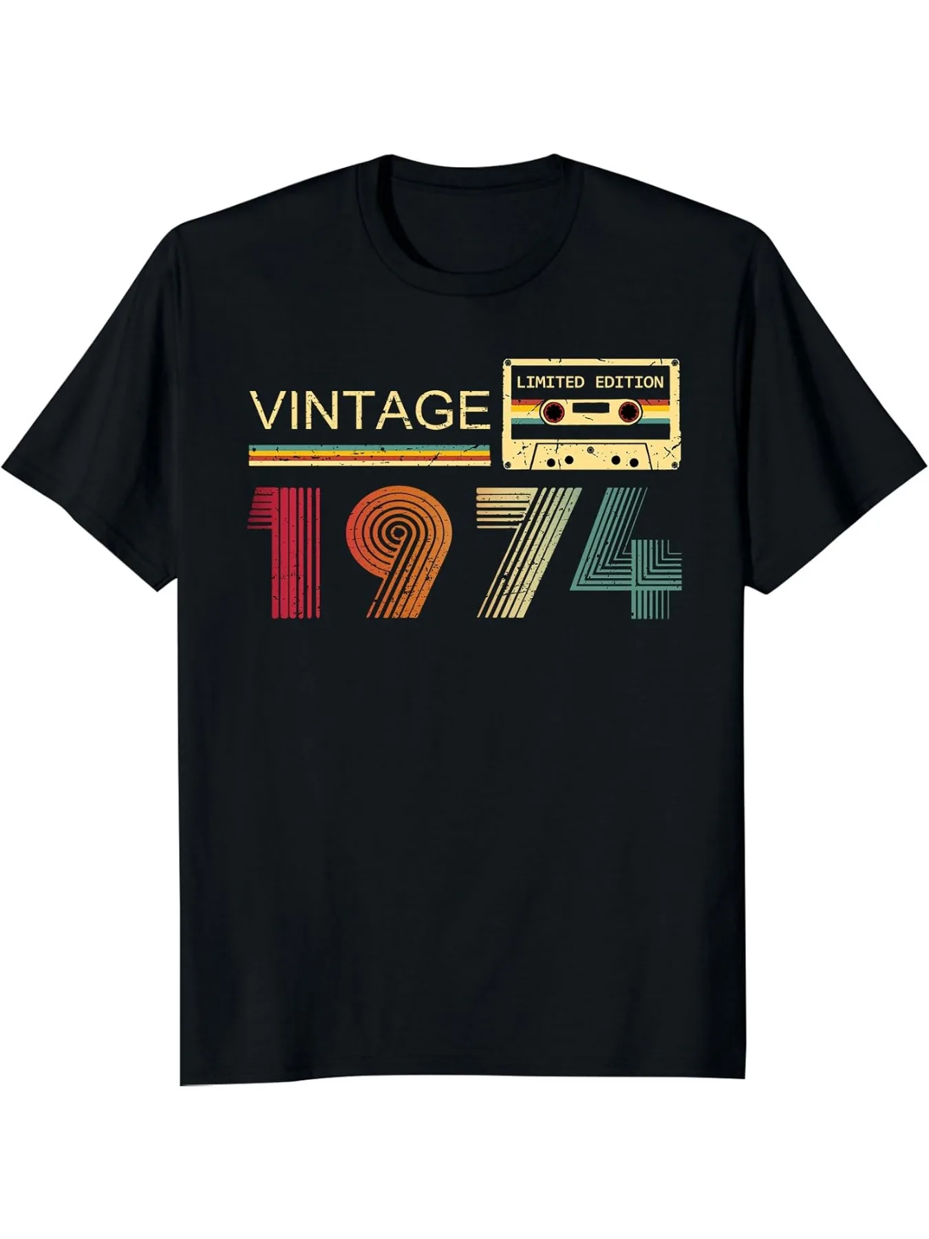

Vintage 1974 50th Birthday T-Shirt - Black Summer Casual Gift Tee