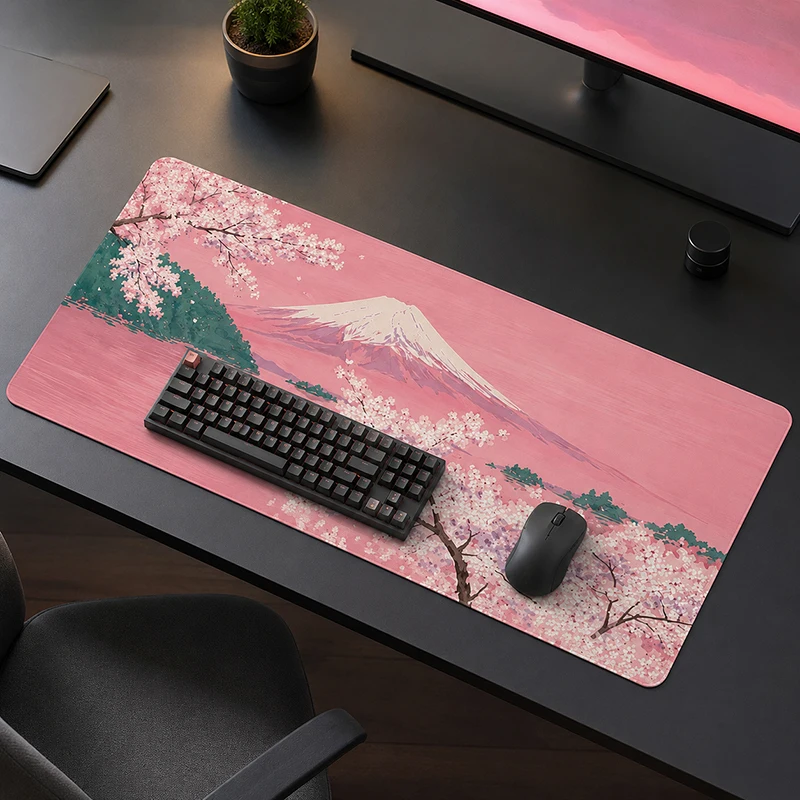 Mouse Pad Pink Sakura Fuji Gaming printon demand HD Mousepad XXL Mouse Mat Mechanical Keyboard Pad Office Non-Slip PC Table Mat
