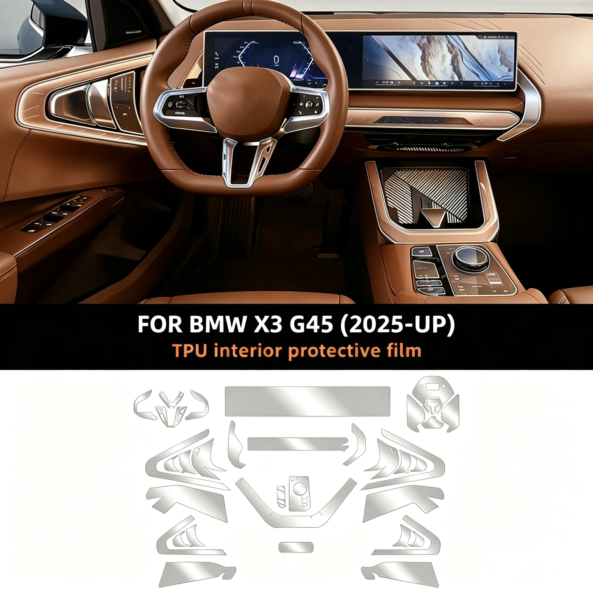 For BMW X3 G45 2025-2026 Transparent TPU Protective Film GPS Navigation Speedometer Interior Screen Gear Anti-scratch