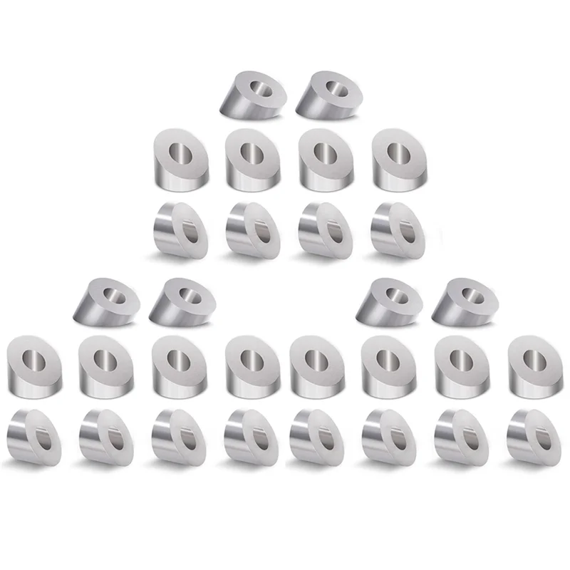 

T98C-30Pack 30 Degree Stainless Steel Angle Beveled Washer,1/4 Inch/6.6Mm 30 Degree Washer For Cable Railing Kit
