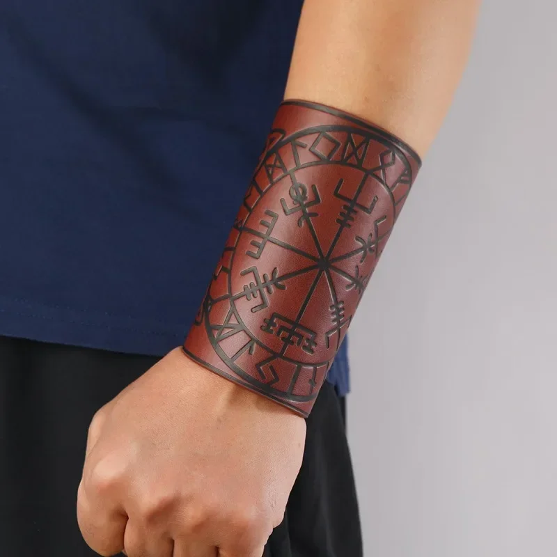 New Europe and The United States Leather Arm Guard Retro Nordic Viking Totem Punk Strap Strap Protector