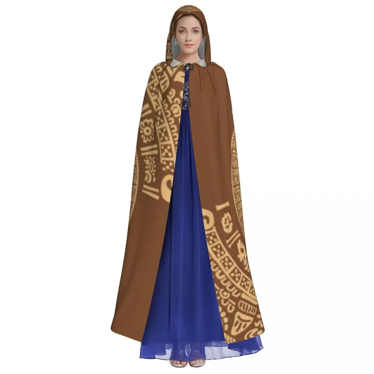 Mayan Calendar Cloak Hooded Cosplay Costume Halloween Adult Long Party Cape