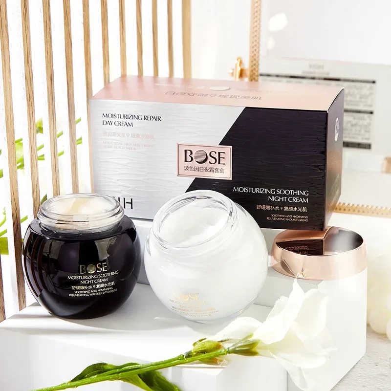 Intense Hydration Brightening Day Night Cream Set Lightweight Formula Plumps Firms Advanced Black White Bandage