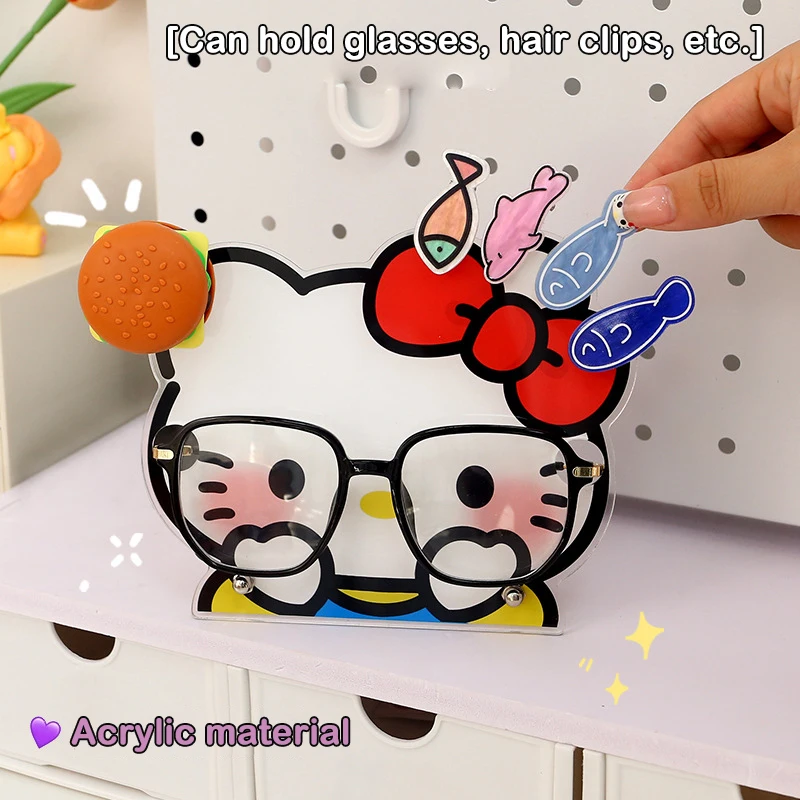 Sanrios Hello Kitty Glasses Stand Kuromi My Melody Hairpin Storage Rack Desktop Decoration Glasses Storage Display Rack