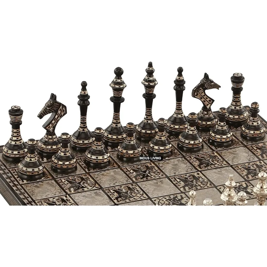 高級装飾プレミアムチェス盤ゲームセット 14 x 14インチ マルチカラー コレクターズアイテム 手作りチェスセット プロ向け 大人向け