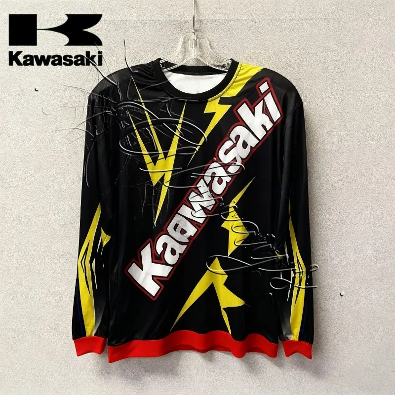 

Новинка 2026, мотоциклетная спортивная солнцезащитная быстросохнущая рубашка с длинными рукавами, Kawasaki, футболка для любителей мотоциклов, уличная внедорожная футболка