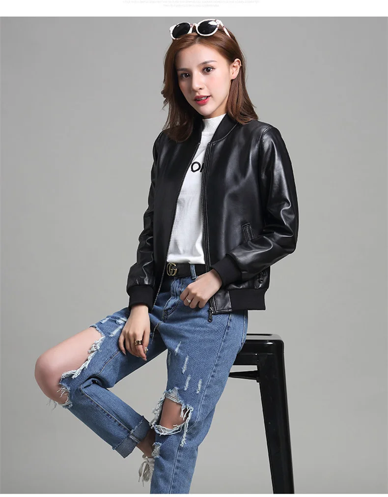 

2023 100% Sheepskin Coat Female Baseball Down Jackets Winter Jacket Women Genuine Leather Jacket Korean Outerwear MY3728