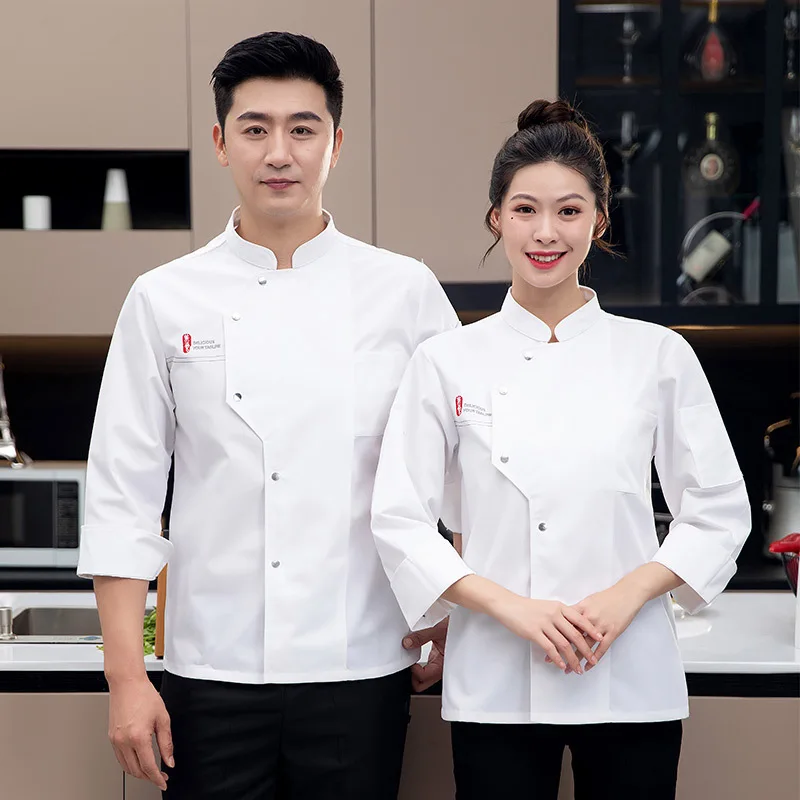 Hotel Chef Overalls Men's Spring and Autumn Clothing Long-Sleeved Hotel Catering Restaurant Western Restaurant Kitchen Baking Sh