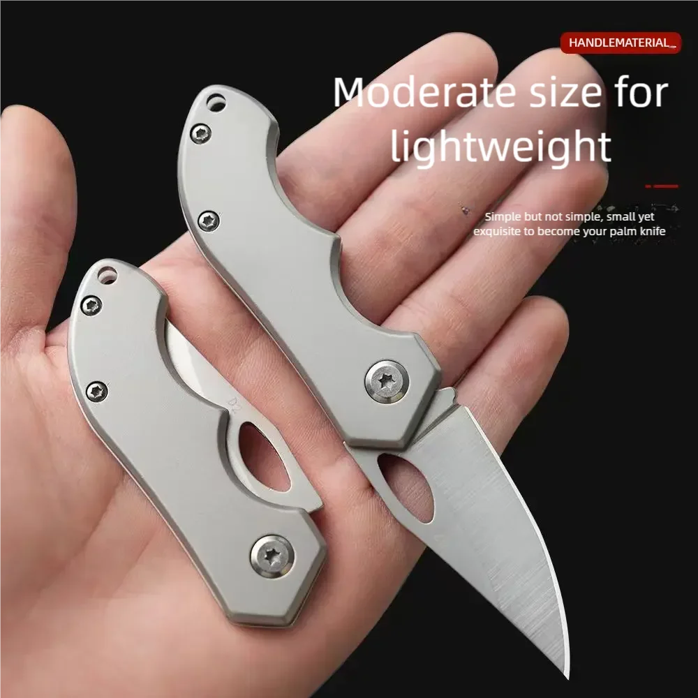 Mini Folding Knife Stainless Steel Box Opening Knife D2 Steel Portable Sharp  Pocket Knife with Keychain Fruit Slicing Knives