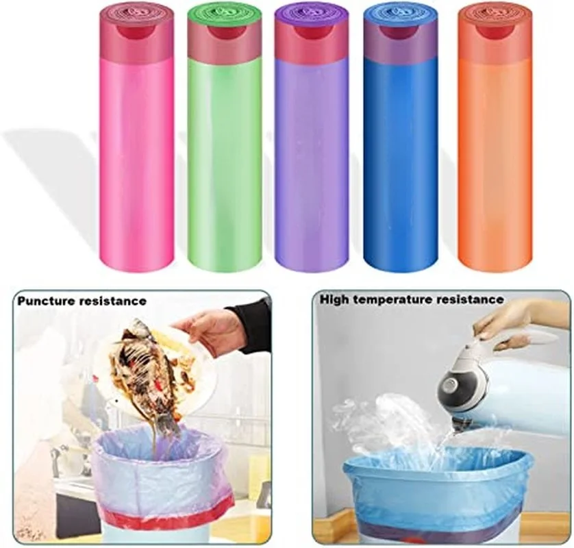 15 pcs/roll Portable Household Garbage Bag Thickened Environmentally Kitchen Garbage Bag Disposable Garbage Bags 45*50cm