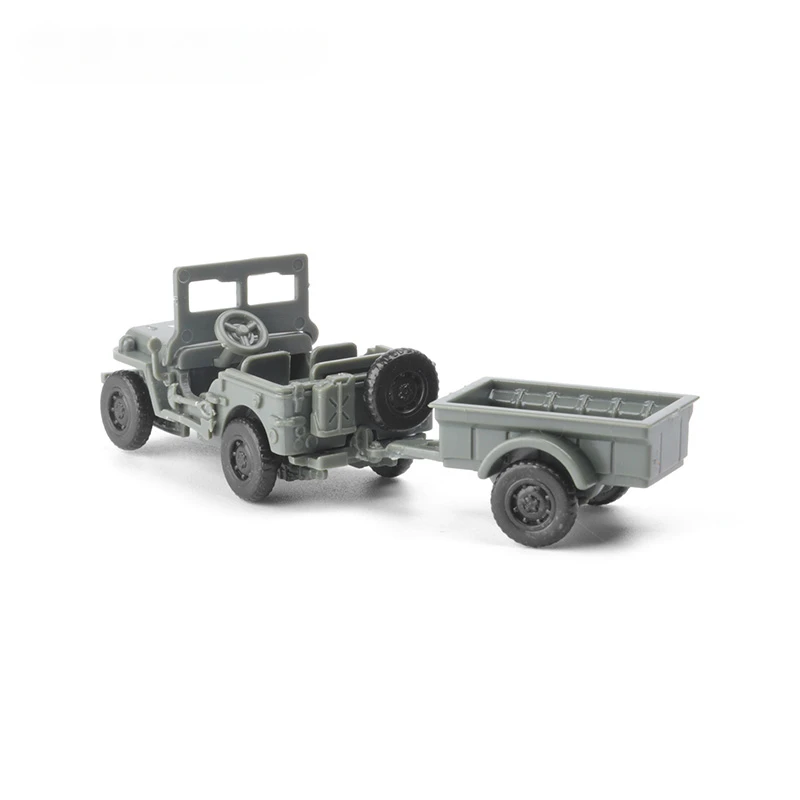 1/72 WWII Willys Jeep with Hanging Bucket 4.5cm Military Vehicle Assemble Car Model Toys