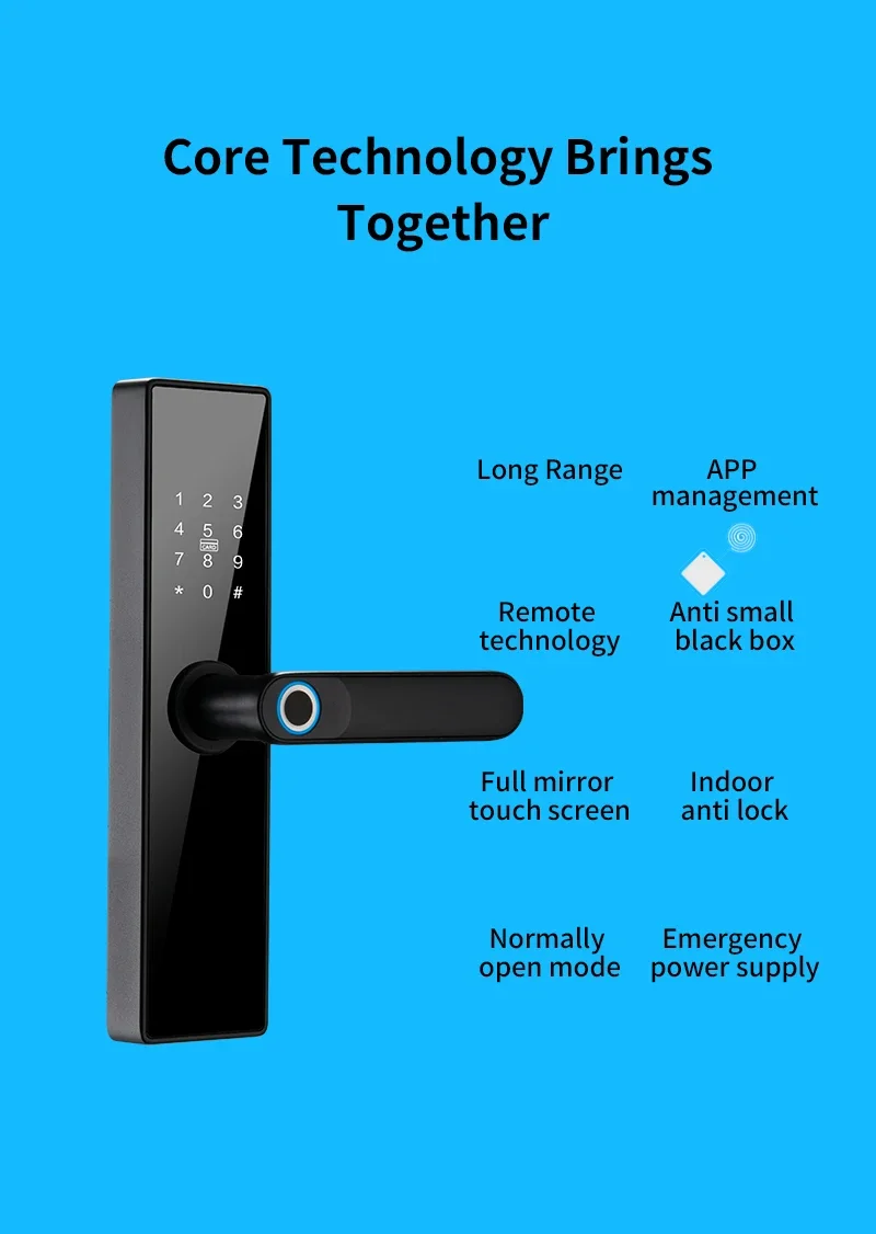 lock fingerprint intelligent electronic tuya ttlock smart biometric door lock  door handles digital keyless  with wifi