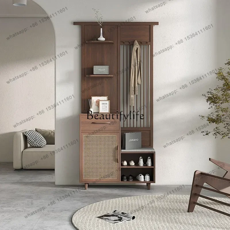 PJ Entrance Screen Entrance Cabinet Shoe Cabinet Shoe Changing Stool Integrated Living Room New Chinese Style Coat Hook Partitio