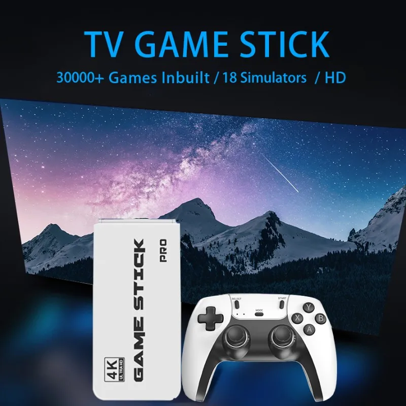 【PUBLICITY】M15 4K TV Game Stick Console With 50000+ Games, Handheld Player& Wireless Controllers For Retro Gaming