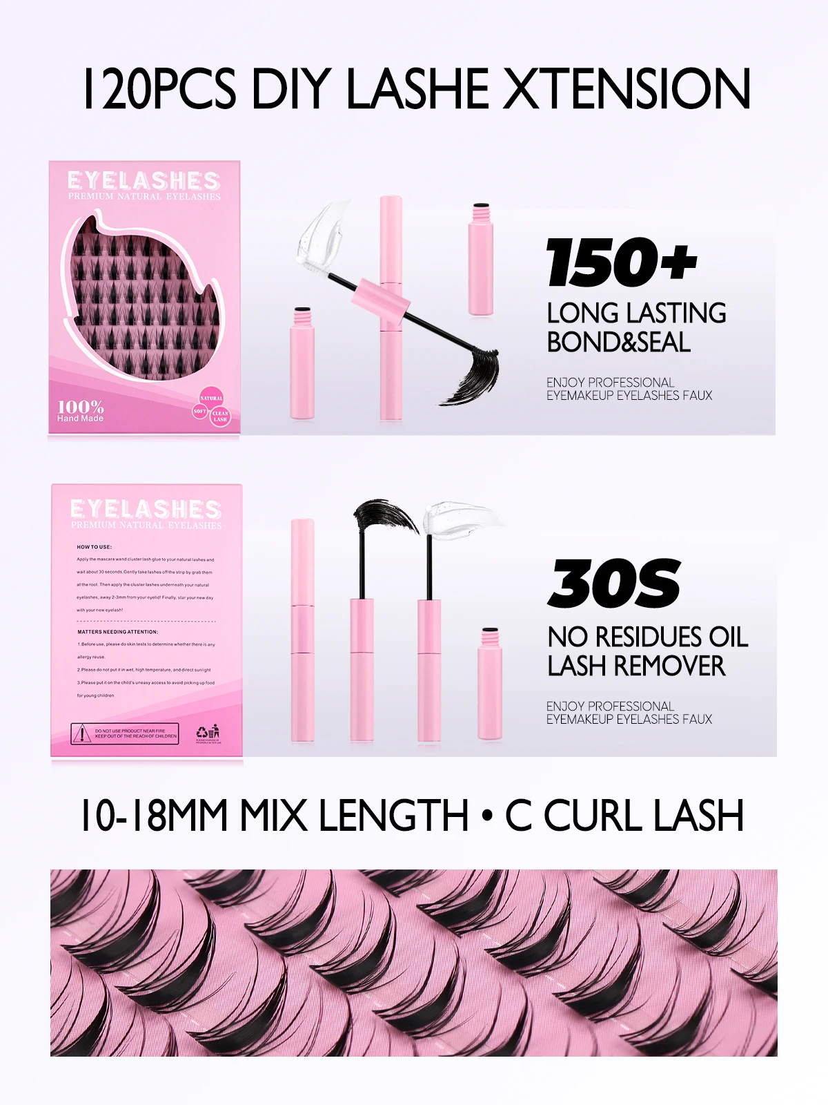 Manga Lashes Kit Natural Volume Cluster Eyelashes