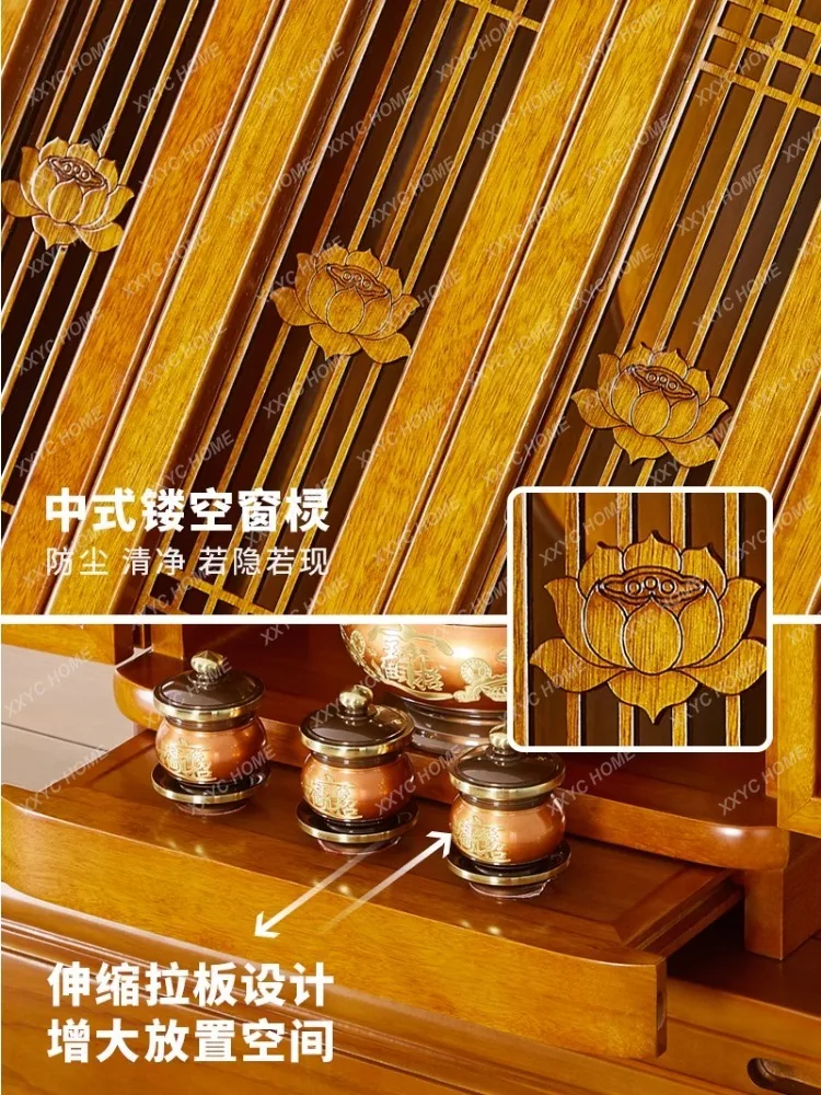 Hanging God Statue Worship Table with Door God Worship Table Buddha Cabinet Altar Altar Solid Wood